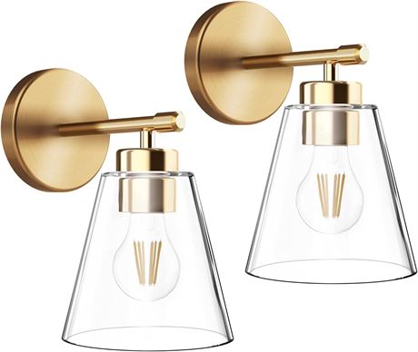 Hamilyeah Gold Wall Sconces Set of 2, Modern Industrial Wall Lighting