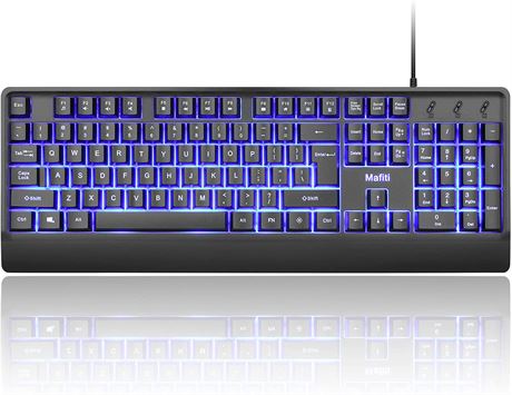 mafiti Computer Office Keyboard Wired USB 104 Keys Full Size Backlit