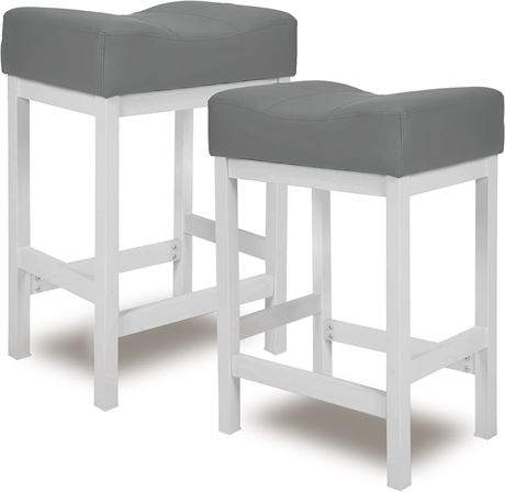 KATDANS KS861P-LG 24" Kitchen Stool, White/Grey, Metal Base