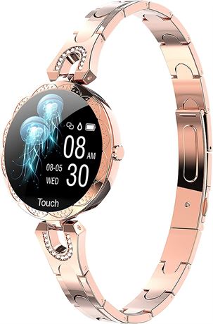 Smart Watch for Women Rose Gold Crystal Smart Bracelet for Android iOS