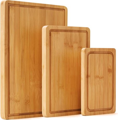 Set of 3, Wood Cutting Boards for Kitchen