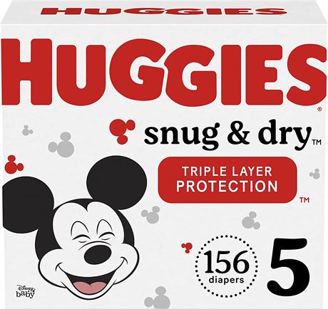 Huggies Snug & Dry Baby Diapers, Size 5 (27+ lbs), 156 Ct