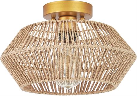 Woven Rattan Light Fixtures Ceiling Mount