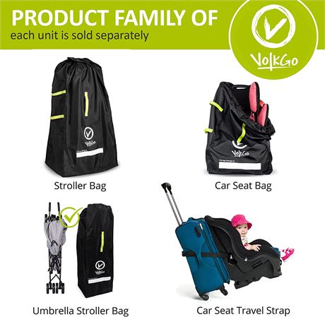 VOLKGO Gate Check Double Stroller Bag| Extra Large & Ultra Durable