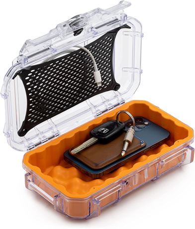 Evergreen 56 Clear Waterproof Dry Box Protective Case w/ Orange Rubber Liner