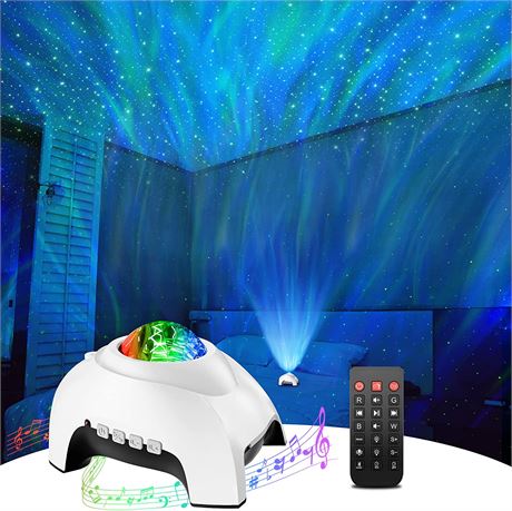 Rossetta Star Projector, for Bedroom, Bluetooth and White Noise - White