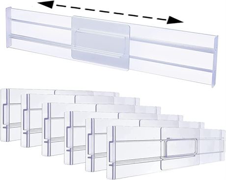 Set Of 6 Drawer Dividers Organizers, Adjustable Clear Plastic Separators