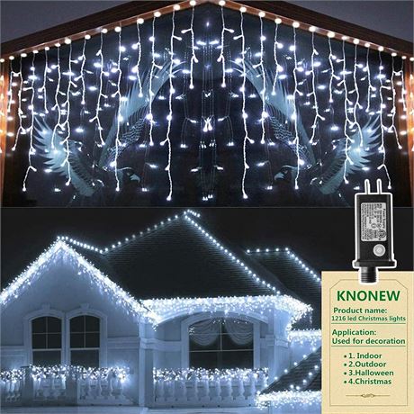 Outdoor Decorations 1216 LED 99ft 8 Modes Curtain Fairy String Light