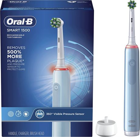 Oral-B Smart 1500 Electric Power Rechargeable Battery Toothbrush, Blue