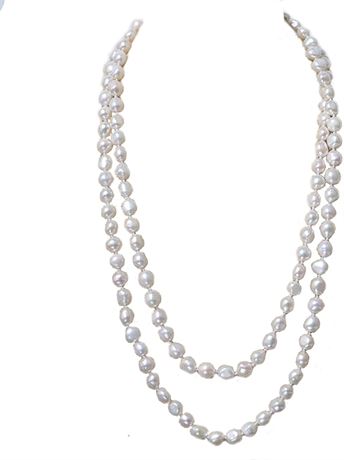 Long Pearl Necklace for Women Endless Freshwater Pearl Necklace