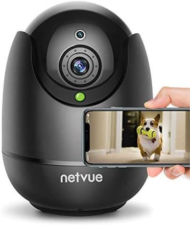 Netvue Indoor Camera, Enhanced Security Camera 1080P FHD 2.4GHz WiFi - Black