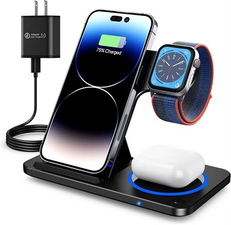 3 in 1 Foldable Wireless Charger Stand for Multiple Devices Apple