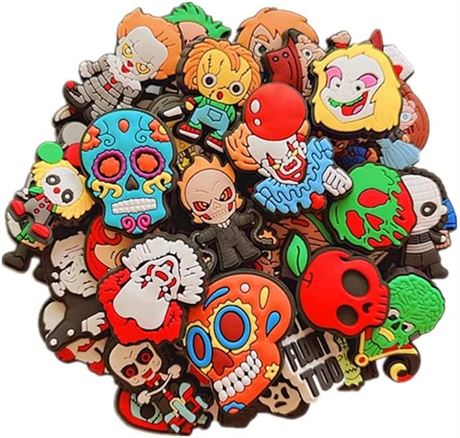 40PCS Halloween Skull Shoe Charms