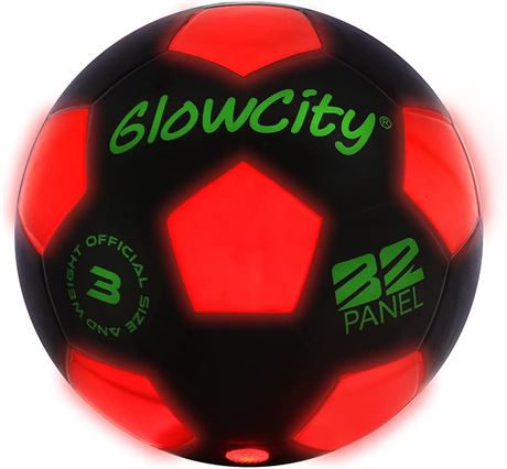 GlowCity Glow in The Dark Soccer Ball- Light Up, Indoor or Outdoor Soccer Balls