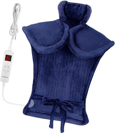 Electric Heated Pad for Neck and Shoulders - Dark Blue