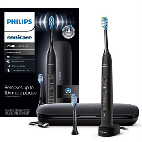 Philips Sonicare ExpertClean 7500, Rechargeable Electric Power Toothbrush, Black