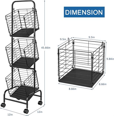 3 Tier Market Basket Storage Stand