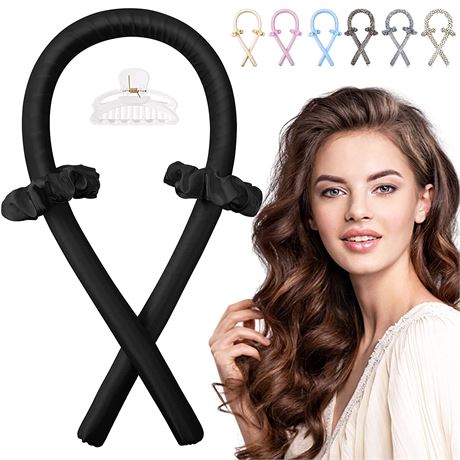 IENIN No Heat Hair Curlers to Sleep in Curl Ribbon - black