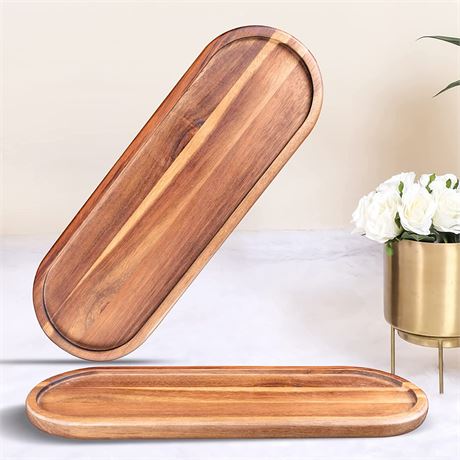 Rustic Wood Vanity Tray, Set of 2