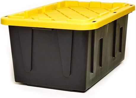 Homz Durabilt 27 Gallon Tough Container, Black and Yellow