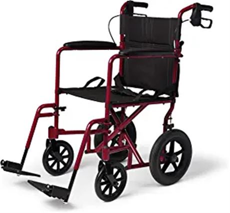 Medline Lightweight Transport Wheelchair with Handbrakes