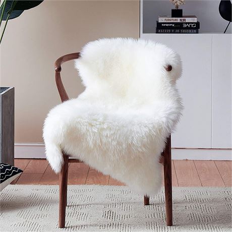 duduta White Faux Fur Chair Seat Covers, Fluffy  Sheepskin Rugs Throw 2x3 ft