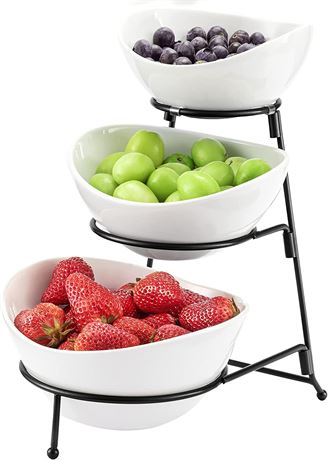 3 Tier Oval Bowl Set Serving Stand