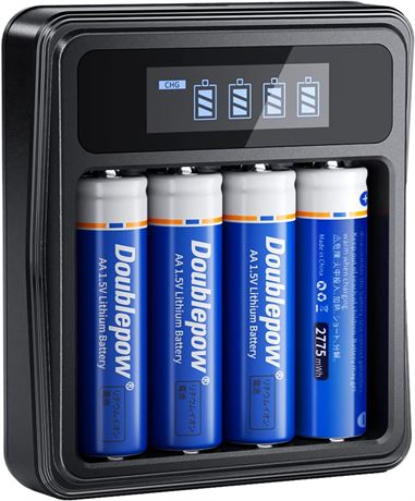 Doublepow Rechargeable AA Batteries with Charger