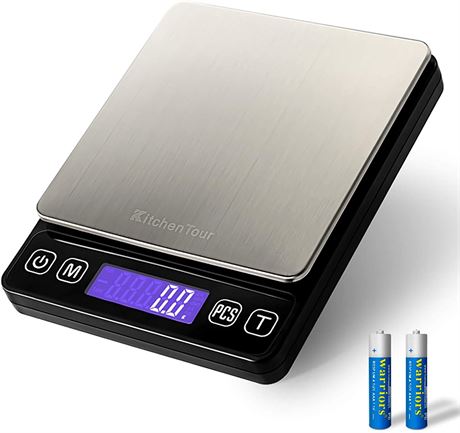 KitchenTour Digital Kitchen Scale - Back-Lit LCD Display(Batteries Included)