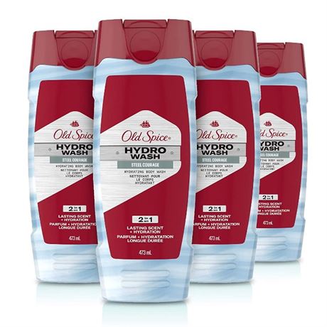 Old Spice Hydro Body Wash Hardest Working Collection, Steel Courage, 4PK