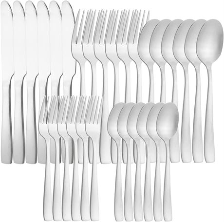 30-Pcs Flatware Set, Stainless Steel