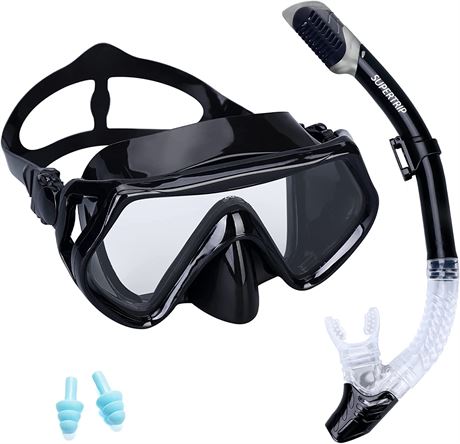 Supertrip Snorkel Set Adults-Anti-Fog Film Impact Resistant Temperred Glass|