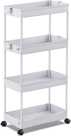 SPACEKEEPER Storage Cart, 4-Tier Mobile Shelving Unit - gray