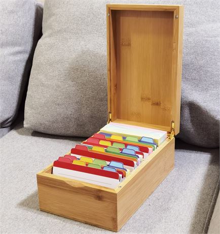 3x5 inches Index Card Holder, Bamboo Index Card Box 5.8W x 10D x 4H