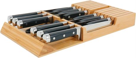 Utoplike in-Drawer Knife Block Bamboo Kitchen Knife Drawer Organizer