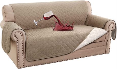 Non-Slip Sofa Slipcover for 2 Cushion Couch (Loveseat 54", Khaki)