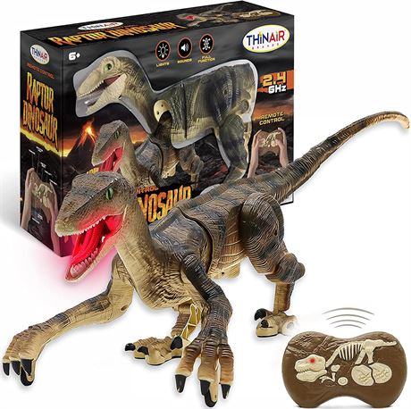 18-Inch Velociraptor Lights Up, Roars, Walks Built-in Rechargeable Battery