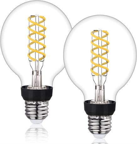 (G80) LED Globe Vintage Edison Bulbs, 6W 600 Lumens 60 Watt Equivalent 2 pack