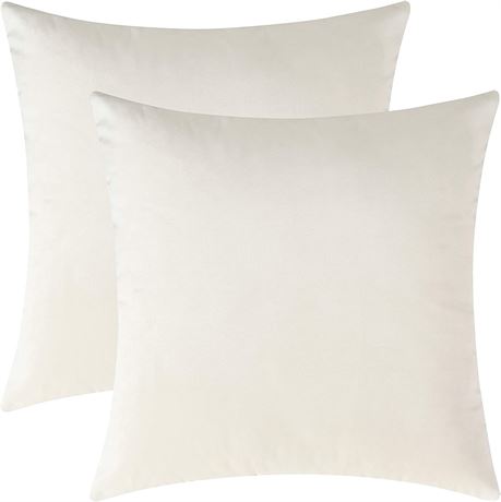 Mixhug Set of 2 Cozy Velvet Square Throw Pillow Covers Cream, 18 x 18 Inches