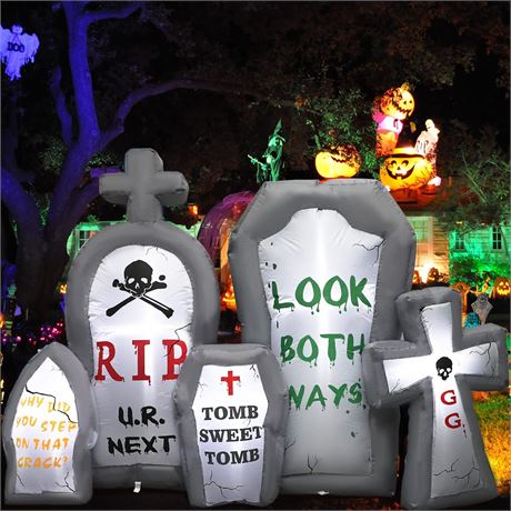 7 Ft Halloween Inflatable Outdoor Decorations, Halloween Tombstone Decoration