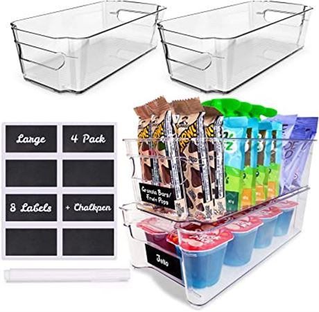 GoodQually Organization Bins, 4-Piece Set, Clear