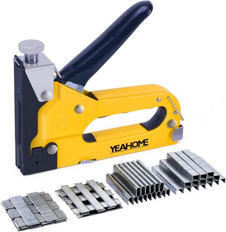 YEAHOME 4-in-1 Stapler Gun with 4000 Staples, Manual Brad Nailer