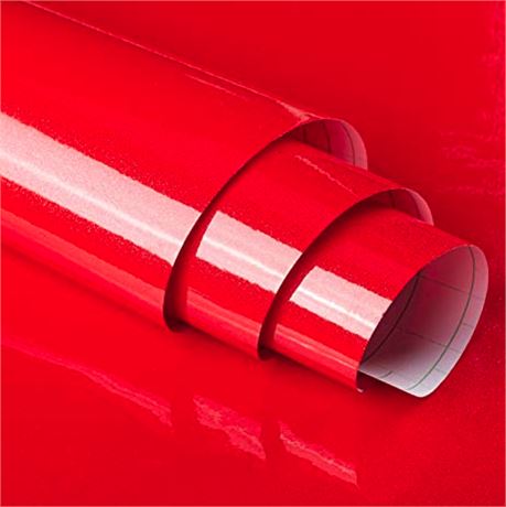 16"_118" Red Glossy Wallpaper Peel and Stick