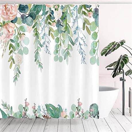 Tititex Aesthetic Blooming Floral Shower Curtain