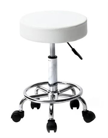 Small White Rolling Stool, Missing Screws