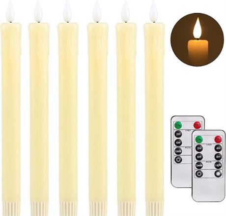 Fo32won Ivory Flameless Taper Candles with Timer and Remote, Set of 6