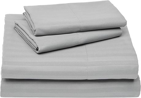 Deluxe Microfiber Striped Sheet Set, Dark Grey, 4 pcs, King