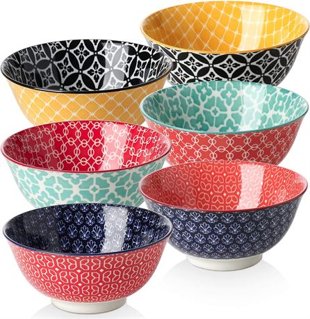 DOWAN Ceramic Bowls, 23 Ounce Vibrant Color Bowls for Kitchen