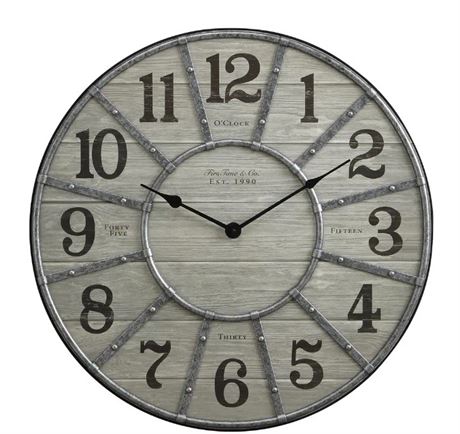 First Time & Co GRAY COOPER WALL CLOCK