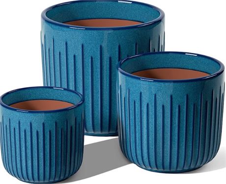 LE TAUCI Ceramic Planters, Set of 3 Plant Pots for Indoor Plants